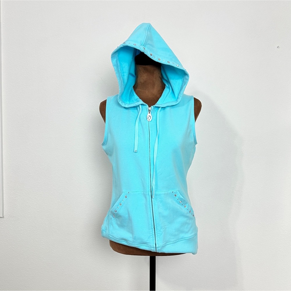 Christine Alexander Sleeveless Hoodie Womens Medium Blue Good